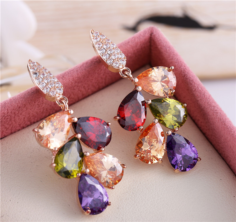 Multi-color 18k Real Gold Plated Dangle & Drop Earring