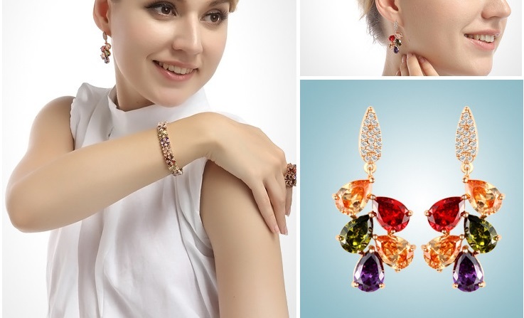 Multi-color 18k Real Gold Plated Dangle & Drop Earring