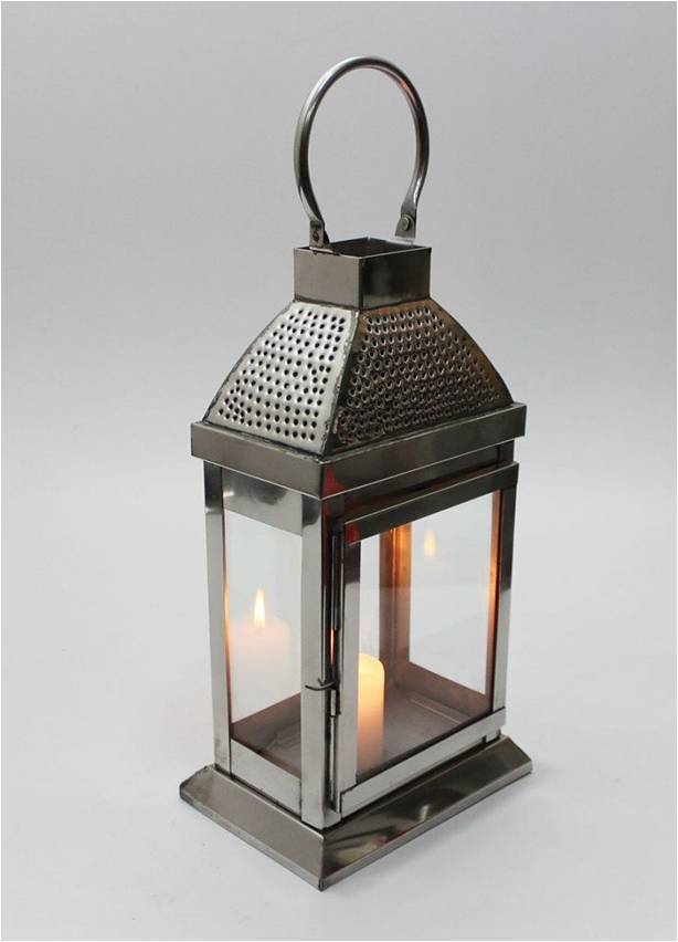 Nickle Finish Lantern Candle