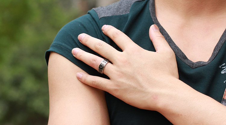 Cross Impression Black Stainless Steel Bikers Ring