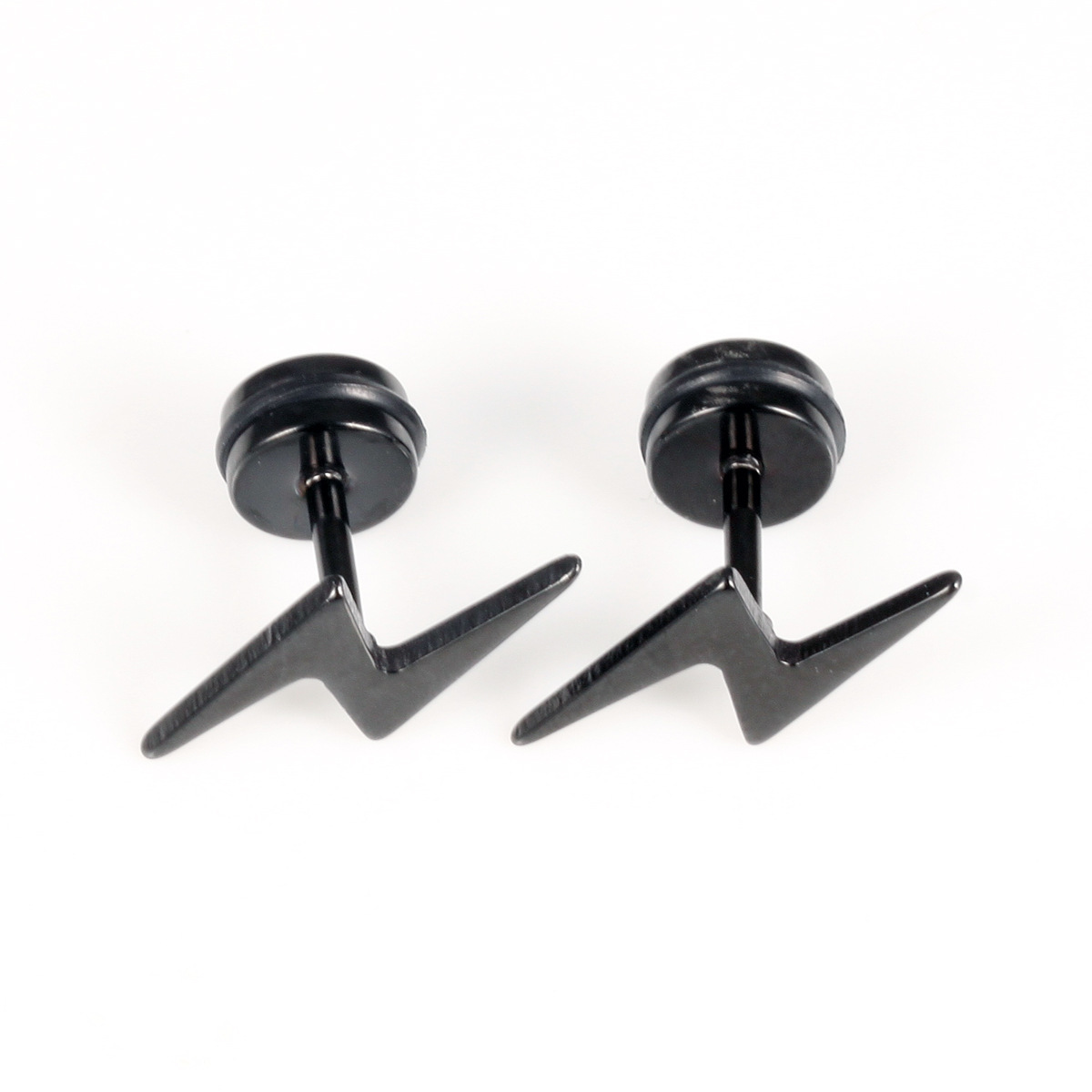 Lightning Spark Stainless Steel Black Stud Earrings Gender: Men