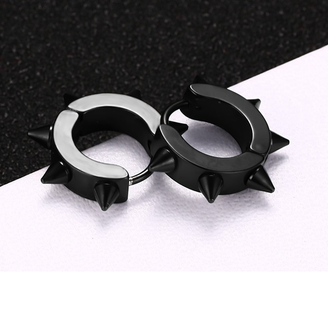 Black Spiky Stud Earrings Gender: Men