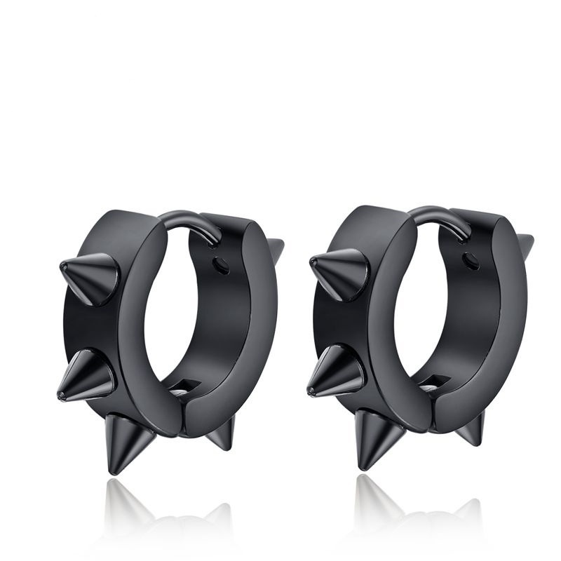 Black Spiky Stud Earrings Gender: Men