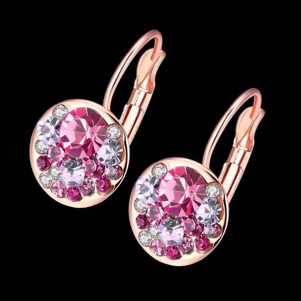 Pink A5 Grade Crystal Radiant 18k Rose Gold Clip-on Earrings
