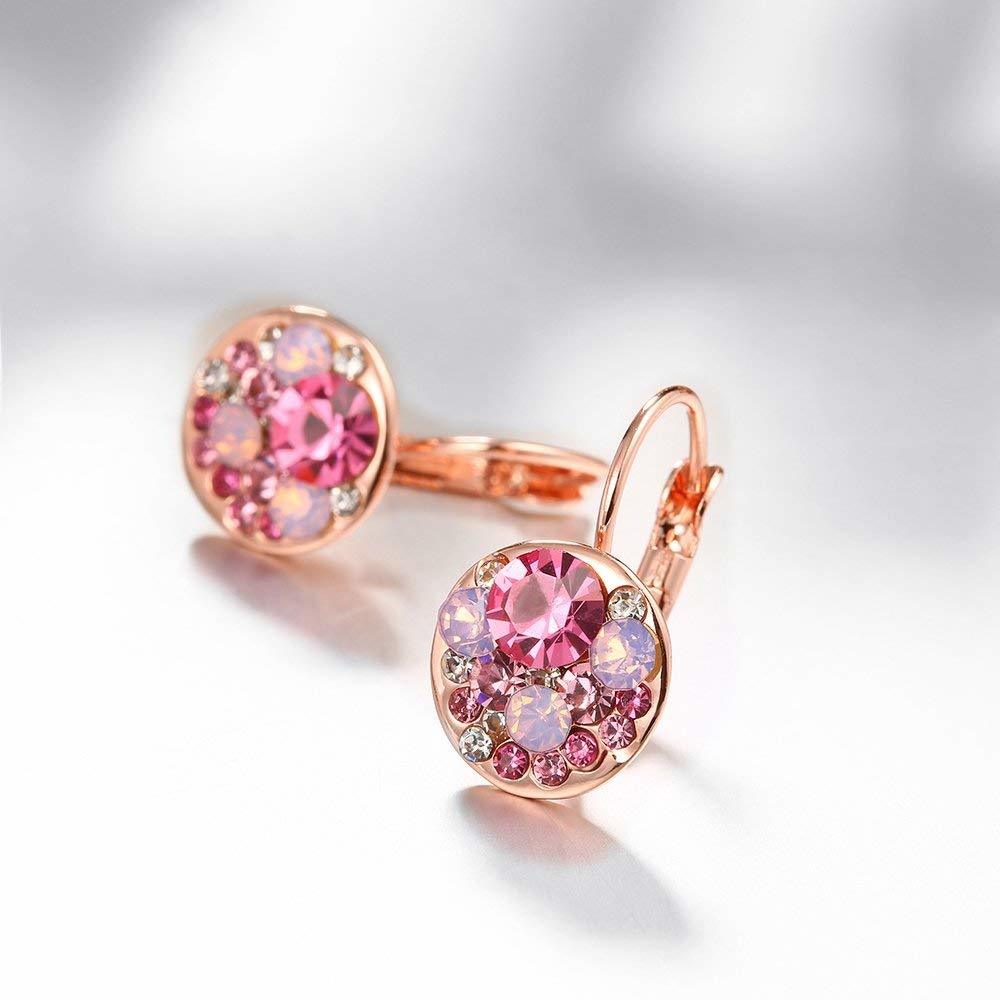 Pink A5 Grade Crystal Radiant 18k Rose Gold Clip-on Earrings