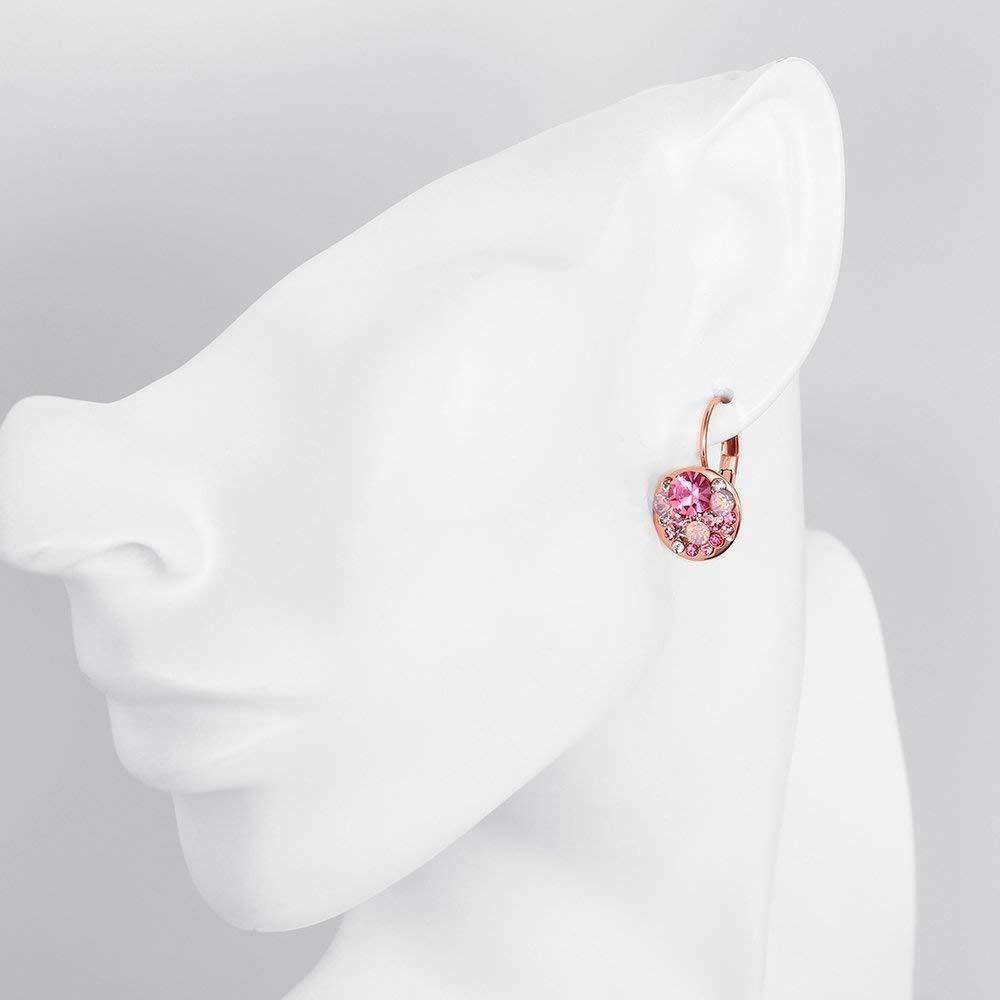 Pink A5 Grade Crystal Radiant 18k Rose Gold Clip-on Earrings
