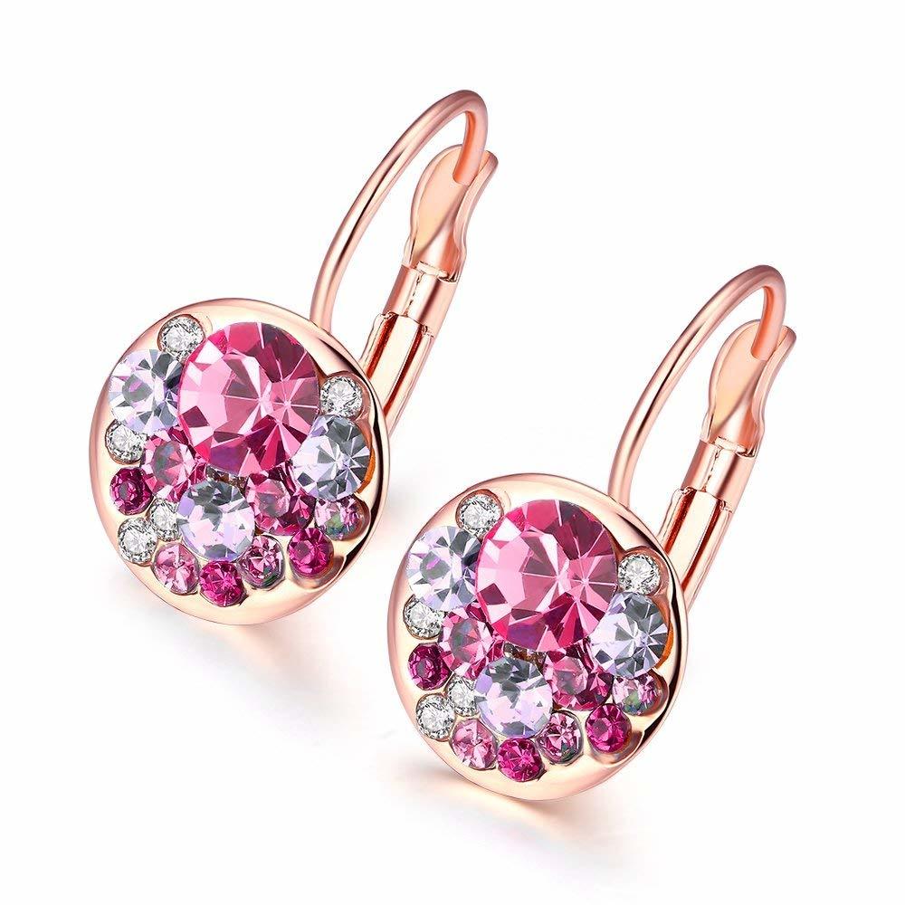 Pink A5 Grade Crystal Radiant 18k Rose Gold Clip-on Earrings