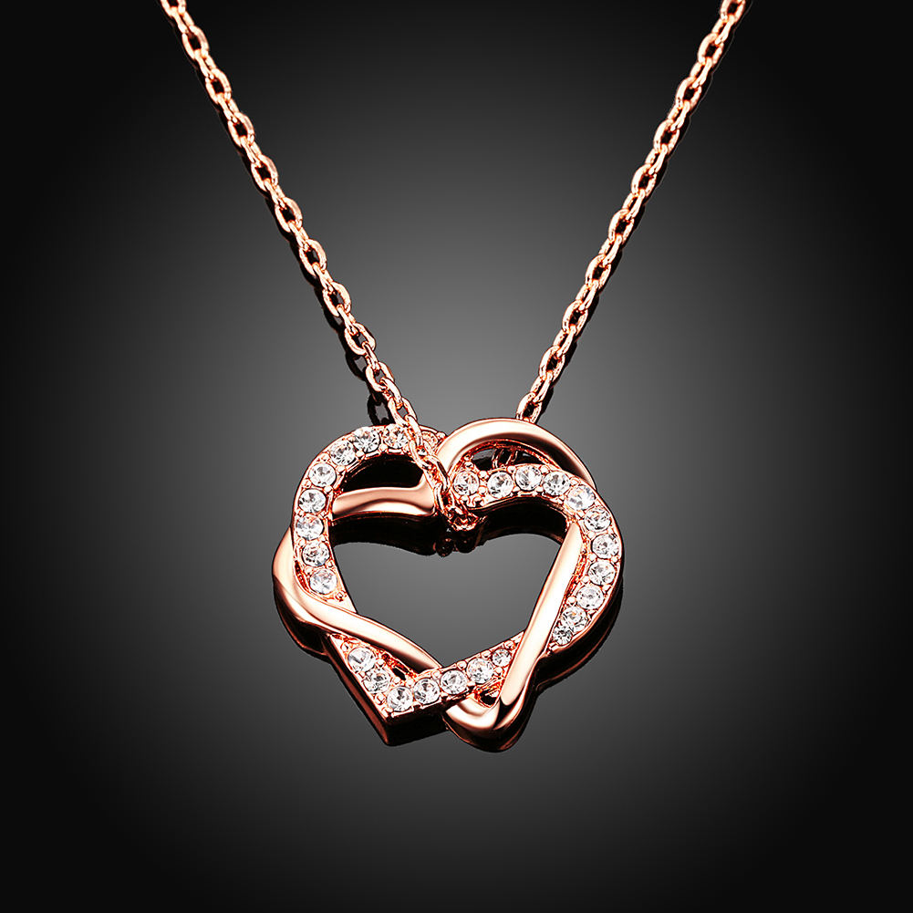 Embracing Hearts-in-love 18k Real Rose Gold Plated Austrian Crystal Pendant For Girls Gender: Women