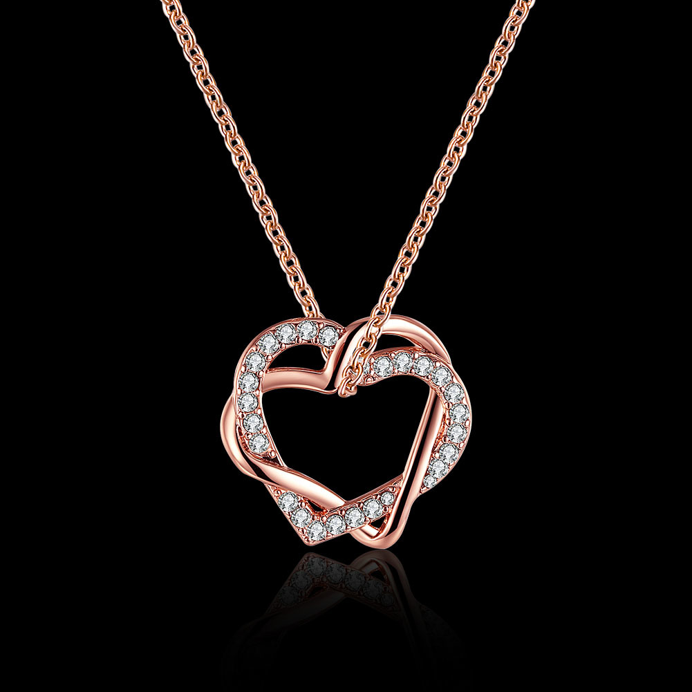 Embracing Hearts-in-love 18k Real Rose Gold Plated Austrian Crystal Pendant For Girls Gender: Women