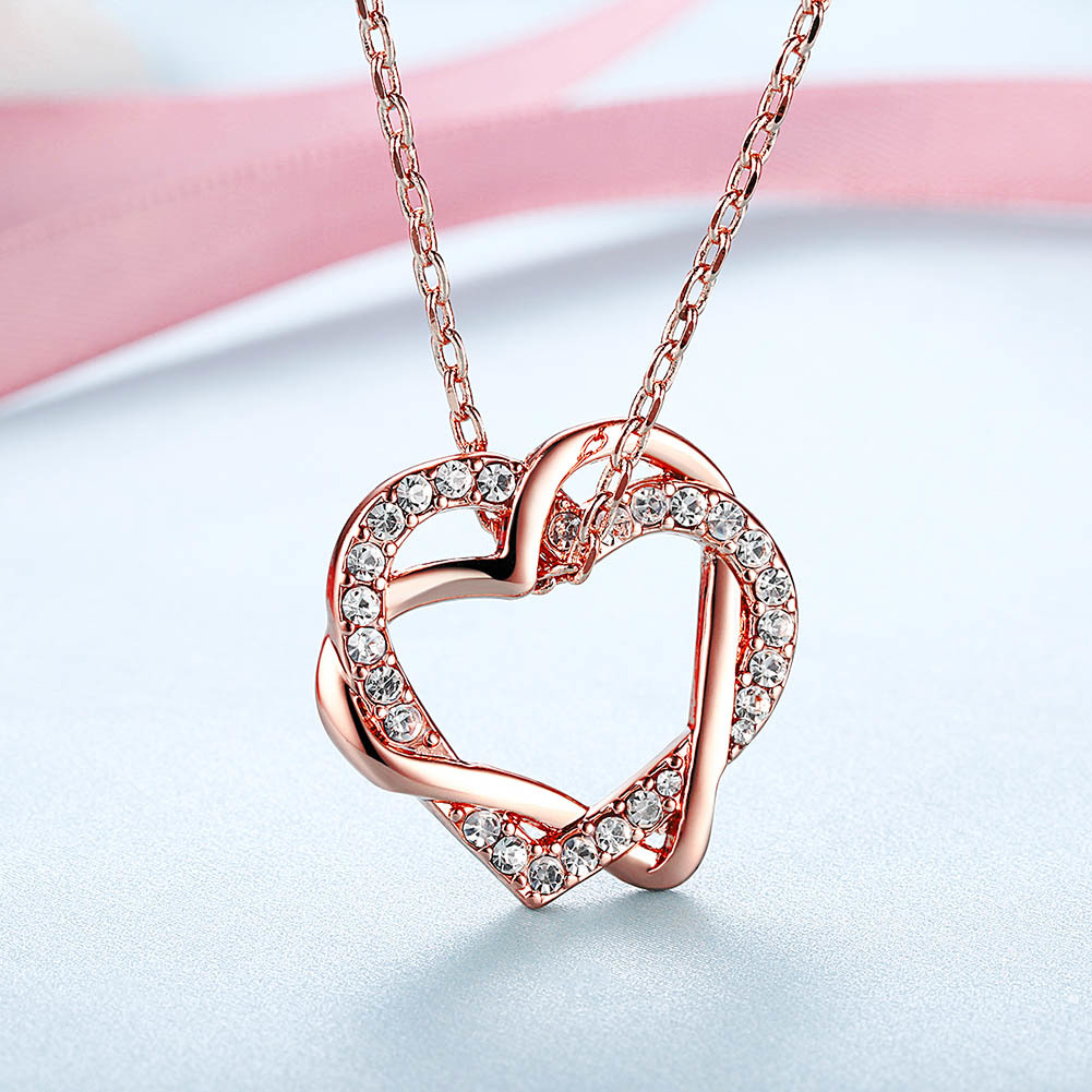Embracing Hearts-in-love 18k Real Rose Gold Plated Austrian Crystal Pendant For Girls Gender: Women