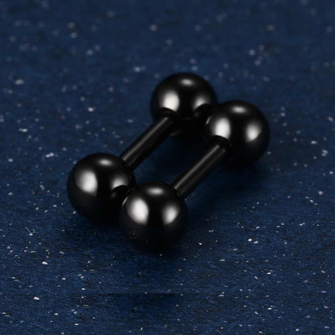 Surgical Steel Stud Earrings Black Round Beads, Ideal For