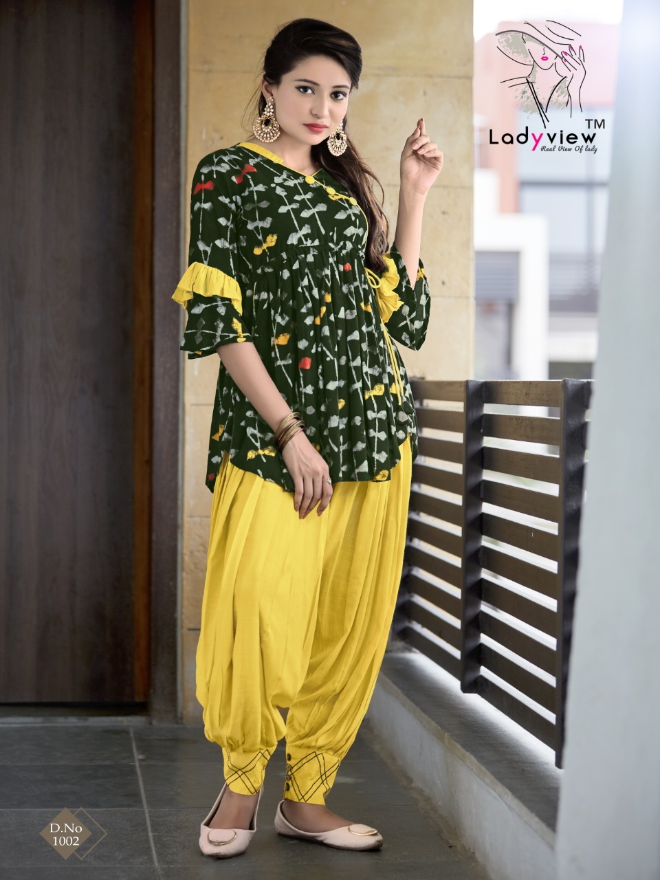 Patiyala Pari - 14 Kg Heavy Rayon Top With Stylish Dhoti Patiyala, Printed Fabric, Available In M, L, Xl, Xxl Sizes