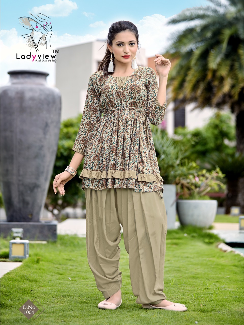 Patiyala Pari - 14 Kg Heavy Rayon Top With Stylish Dhoti Patiyala, Printed Fabric, Available In M, L, Xl, Xxl Sizes