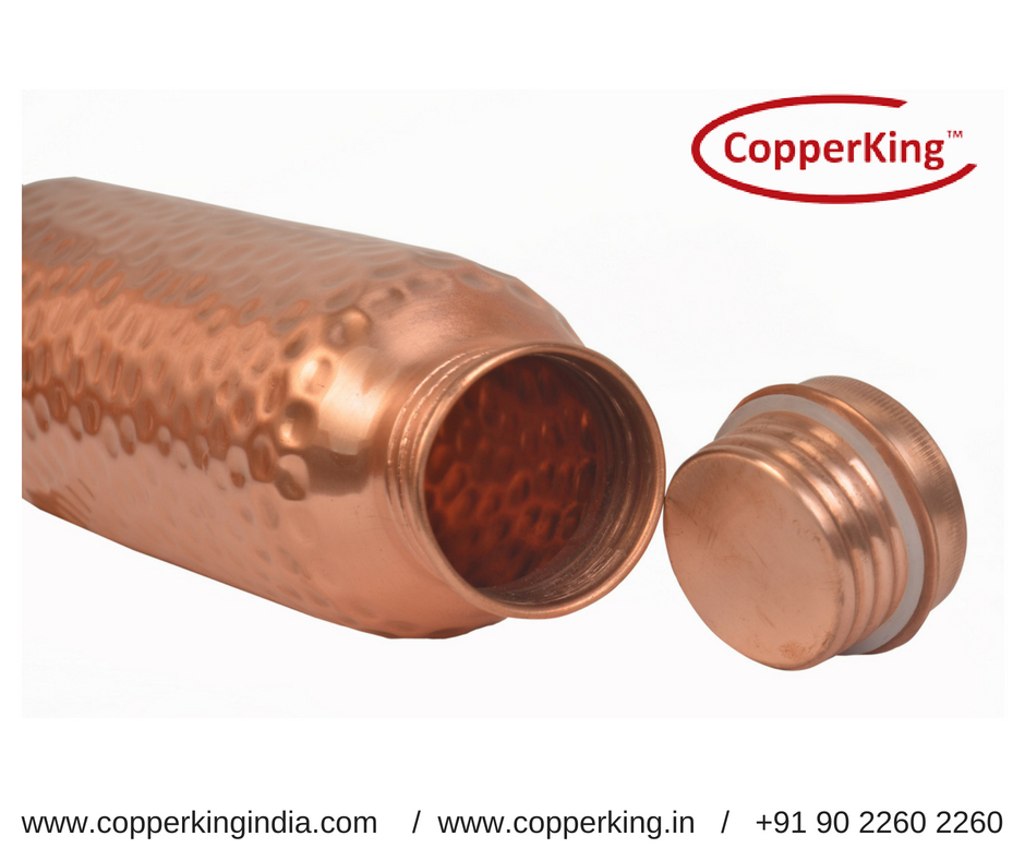 Hammered Copper Bottle - 100% Pure Copper, Available Capacities 550ml To 1200ml, Round Shape, Polished Finish, 23 Gauge Thickness, Customized Design