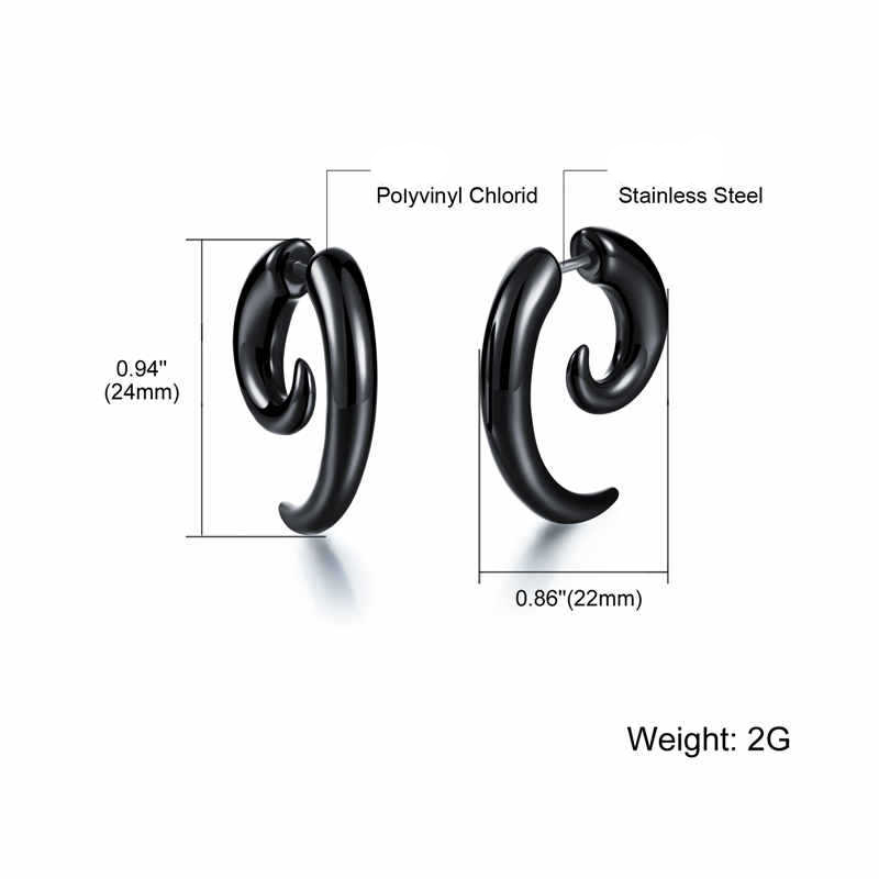 Curved Horn Bone Stainless Steel Black Studs - Durable Stainless Steel, Modern Black Design | Stylish Accessories For Men And Boys