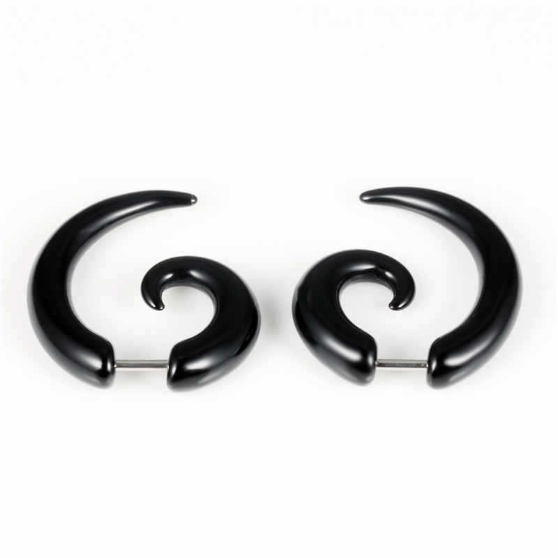 Curved Horn Bone Stainless Steel Black Studs - Durable Stainless Steel, Modern Black Design | Stylish Accessories For Men And Boys