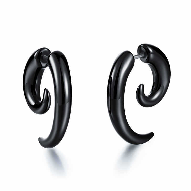 Curved Horn Bone Stainless Steel Black Studs - Durable Stainless Steel, Modern Black Design | Stylish Accessories For Men And Boys