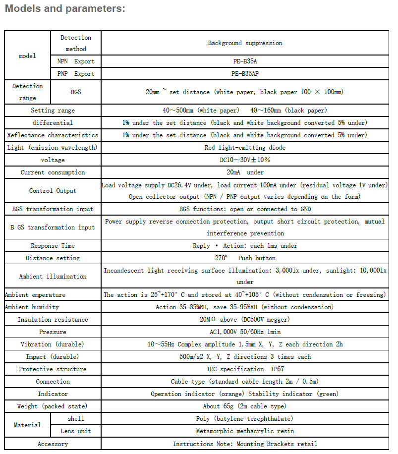 Background Suppression Distance Adjusting Photoelectric Sensors Accuracy: 200mm