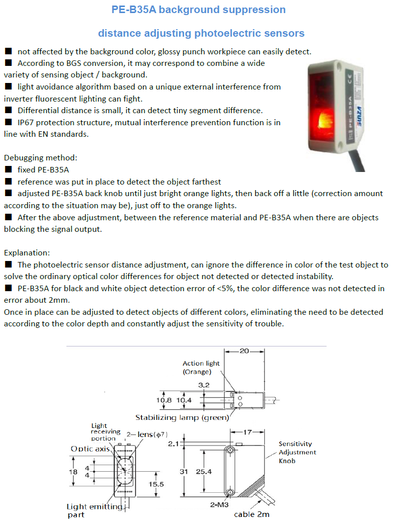 Background Suppression Distance Adjusting Photoelectric Sensors Accuracy: 200mm