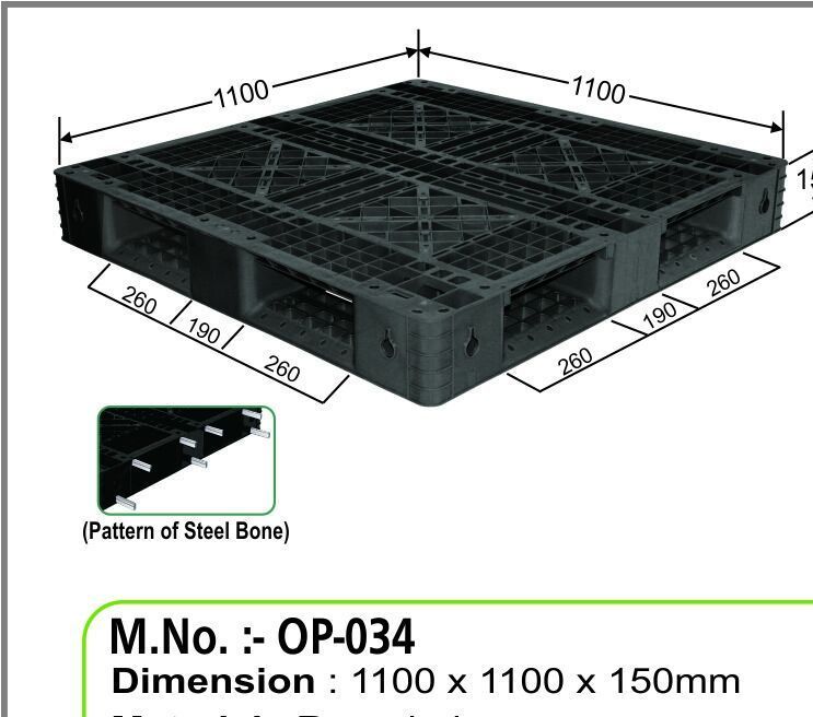 Black And Blue Injection Moulded Storage Pallet