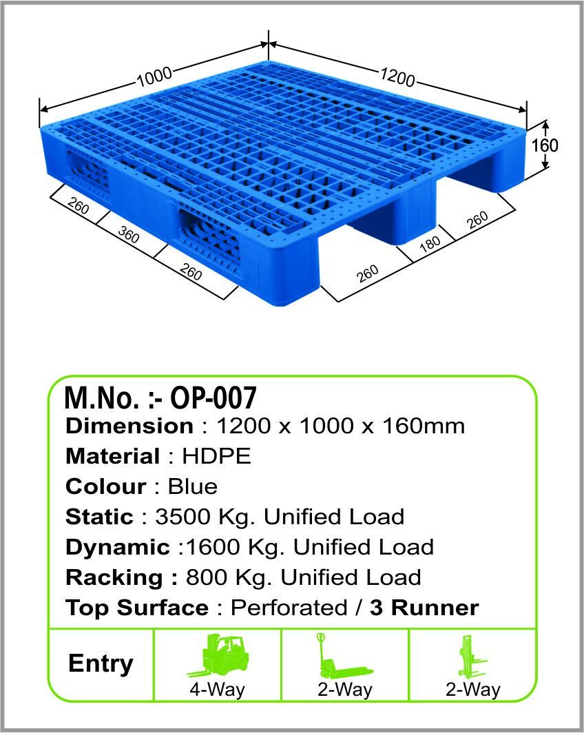 Black And Blue Injection Moulded Storage Pallet