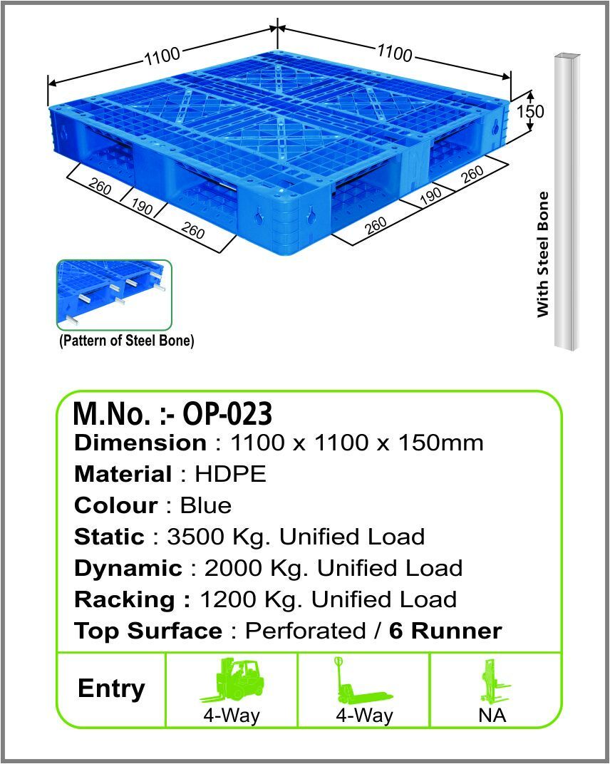 Black And Blue Injection Moulded Storage Pallet
