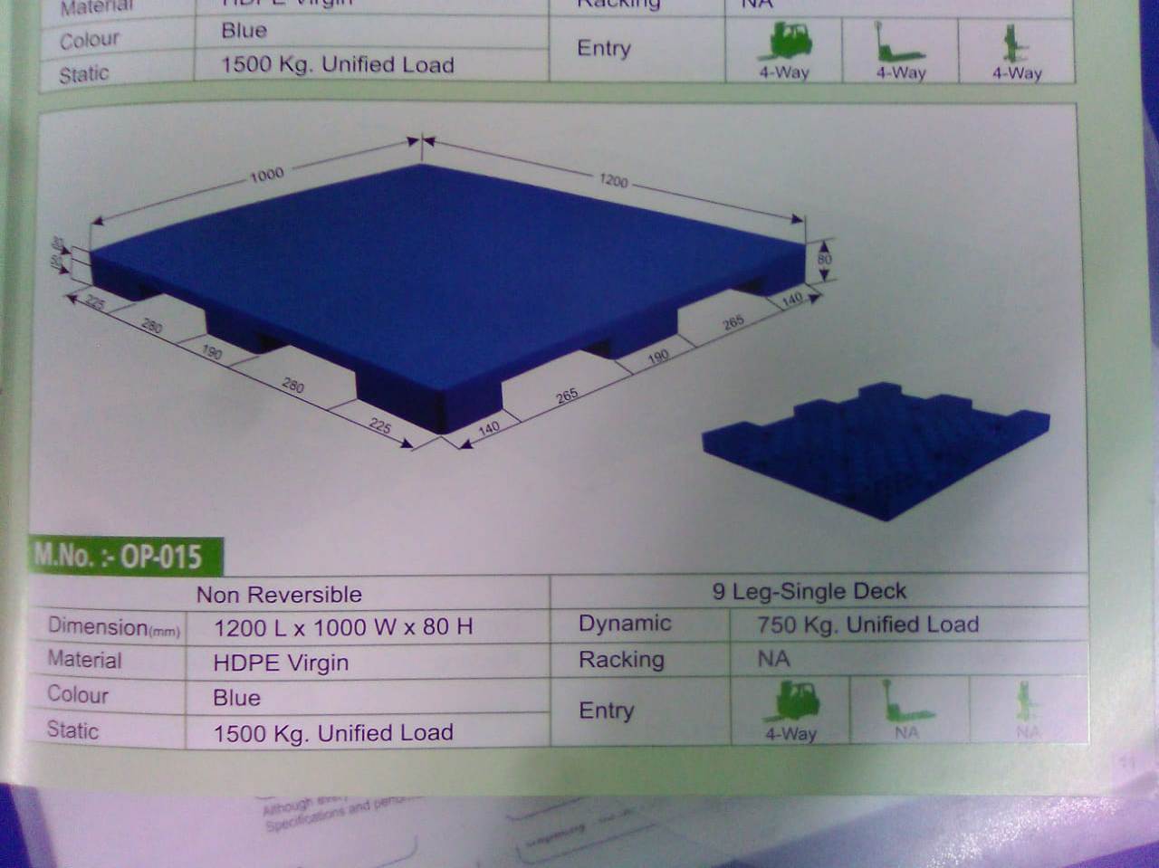 Black And Blue Injection Moulded Storage Pallet