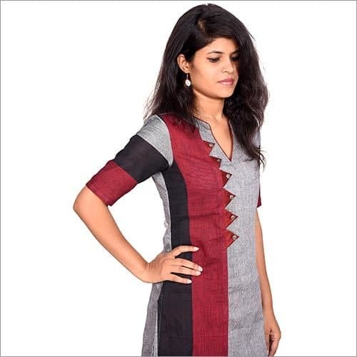 Red & Grey Ladies Cotton Kurtis