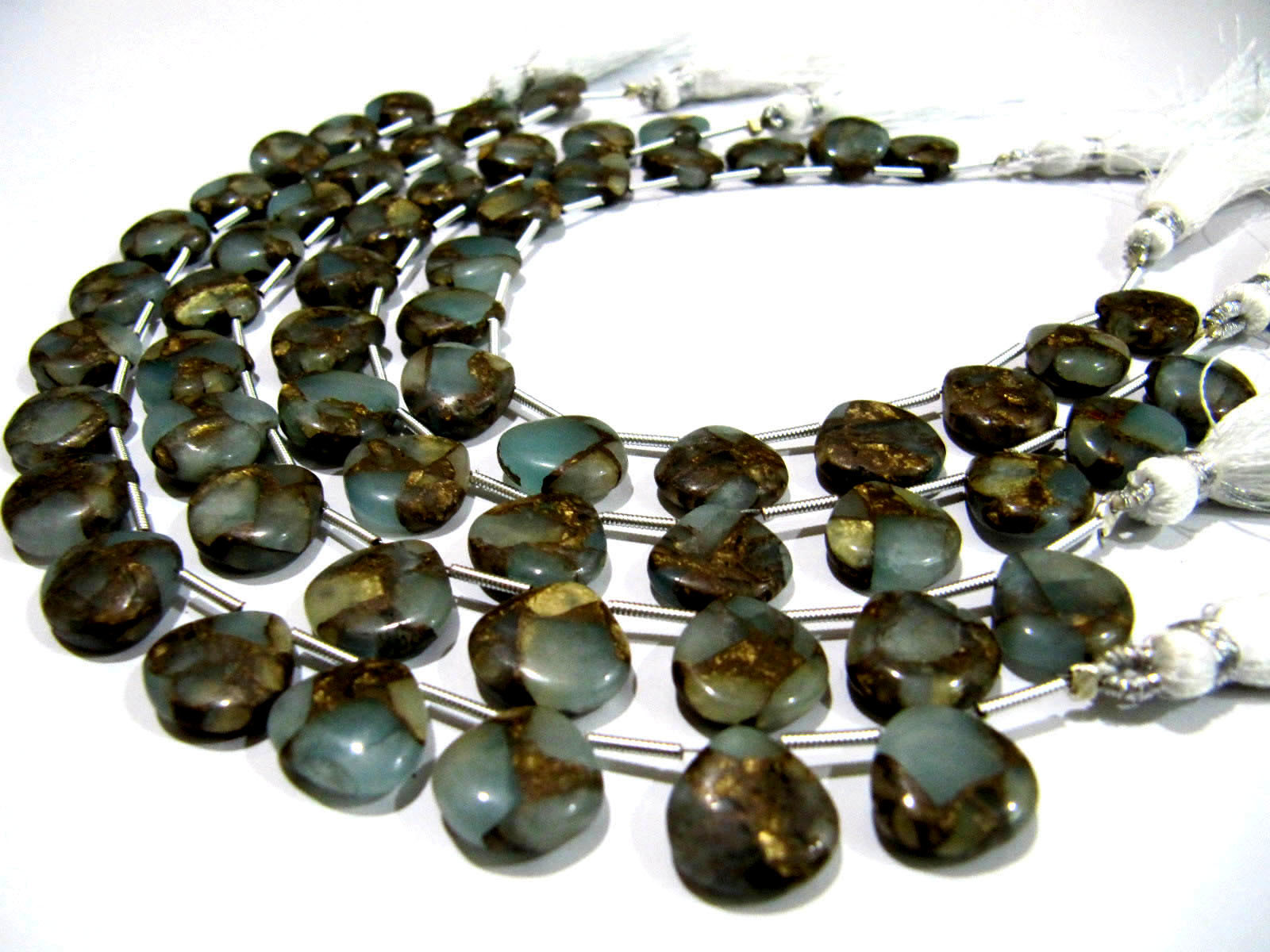 Stone Gray Oyster Turquoise Heart Shape Plain Smooth Beads