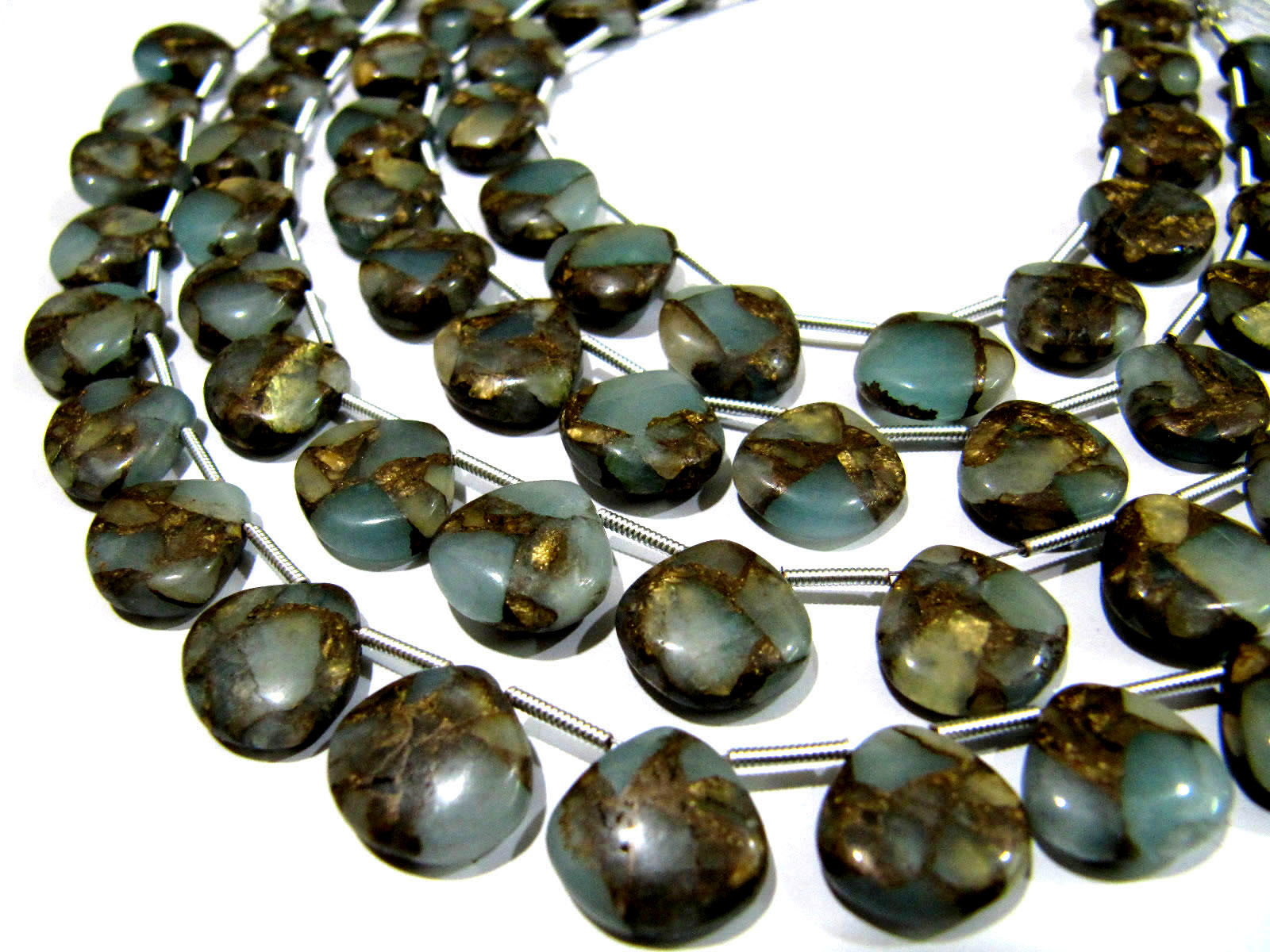 Stone Gray Oyster Turquoise Heart Shape Plain Smooth Beads