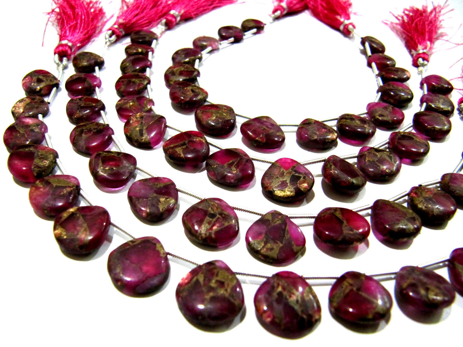 Pink Oyster Turquoise Heart Shape Plain Smooth Beads