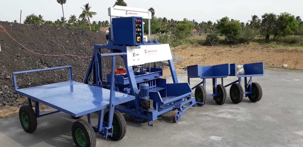 Hand Operated Hollow Block Making Machine - Color: Blue And Cream