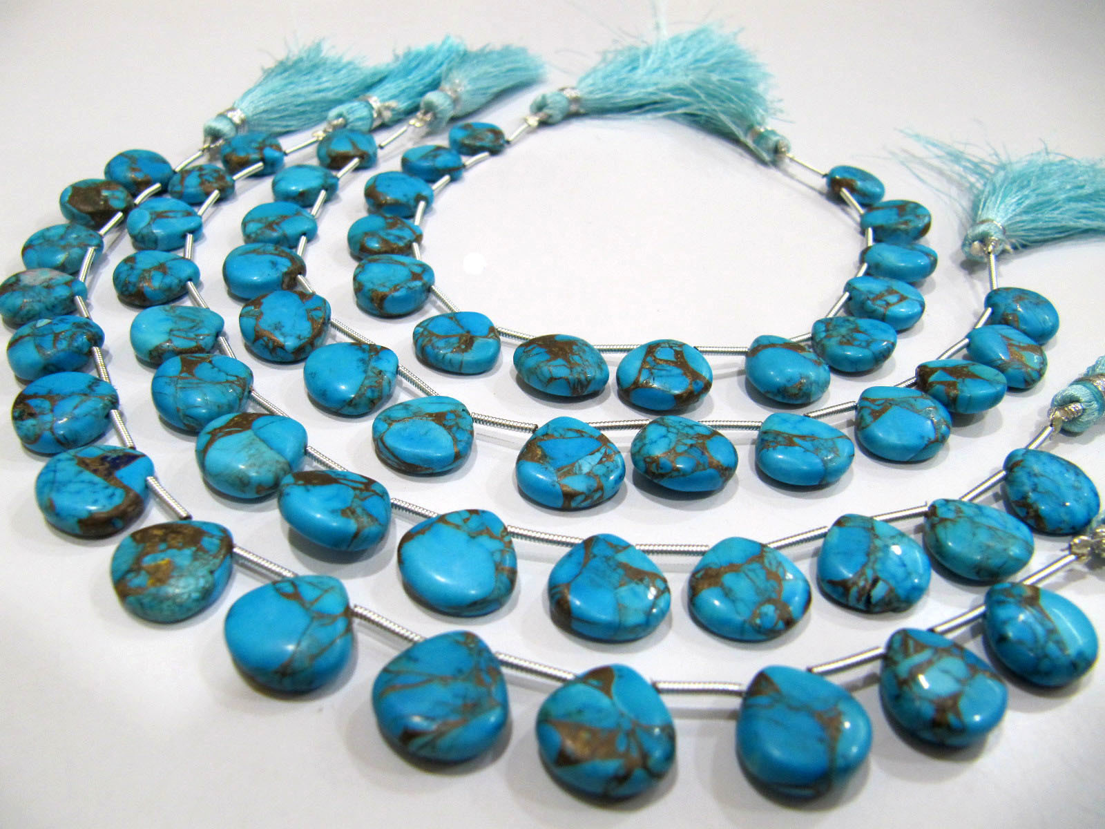 Sky Blue Oyster Turquoise Pear Shape Smooth Beads