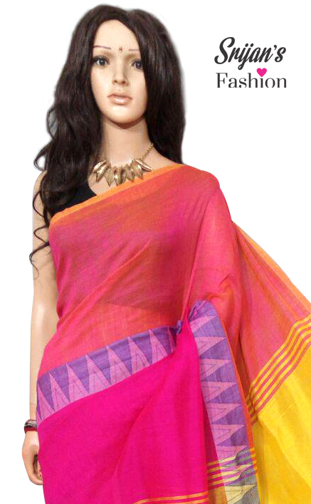 Madhyamani Saree - Khadi Cotton Fabric, Multi-color Plain Design | Hand-spun, Handwoven, Eco-friendly Wear