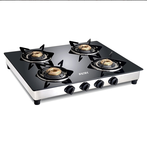 Gas Stove - Stainless Steel Body, Toughened Glass Plate , High Efficiency Brass Burners, Durable and Shiny Finish