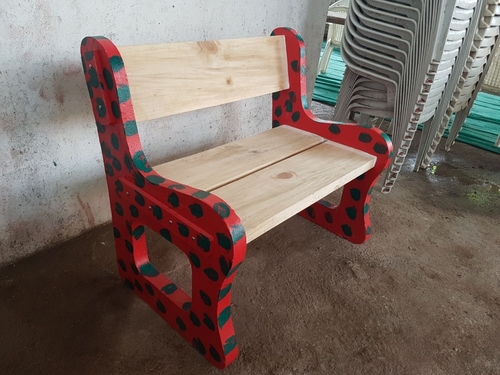 GRC Garden Bench - GRC & Wood, 1200x500x800 mm, Red | Comfortable, Stylish, Weatherproof, Easy Assembly, Outdoor Use
