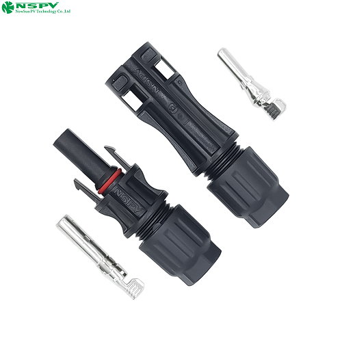 ब्लैक टीयूवी आईपी68 मैक 4 सोलर केबल कनेक्टर 1500Vdc 4Mm2 6Mm2 कॉन्टैक्ट पिन