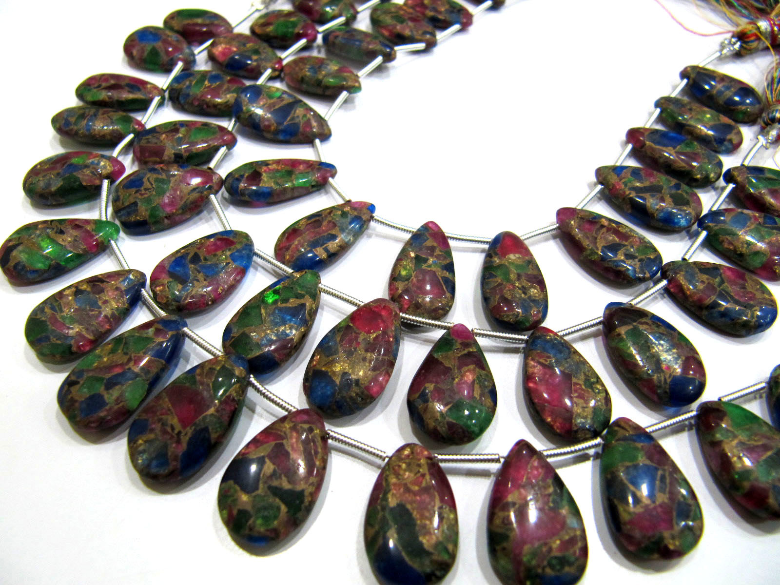 Multi Oyster Copper Turquoise Pear Shape Plain Beads