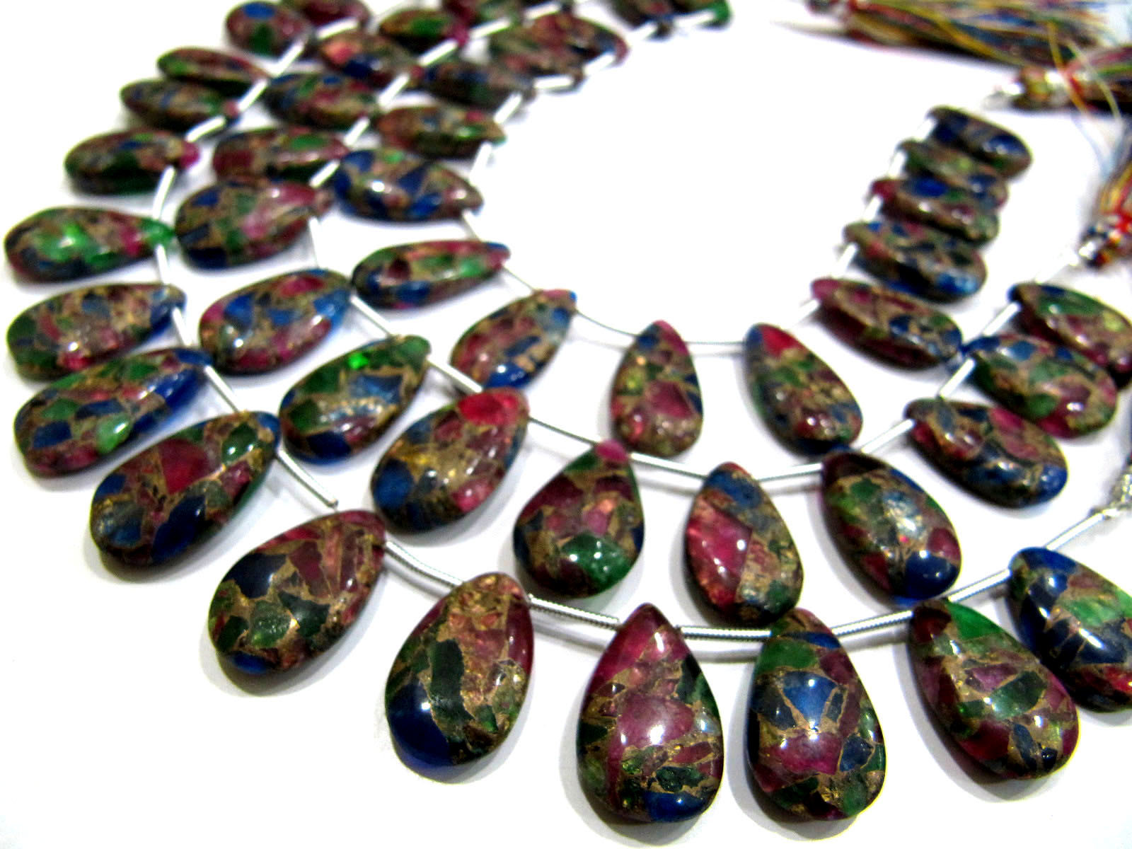 Multi Oyster Copper Turquoise Pear Shape Plain Beads