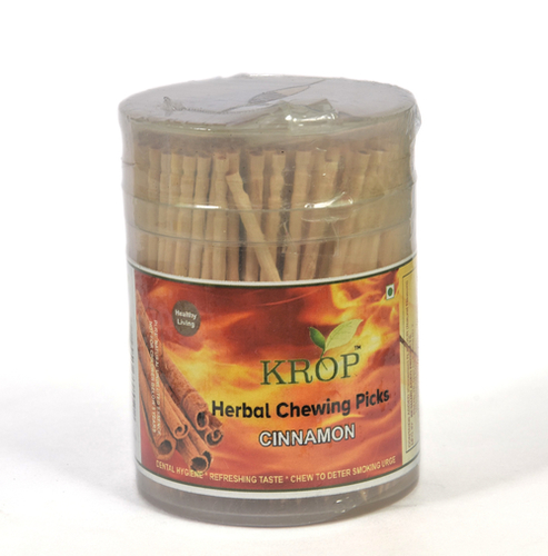 KROP हर्बल च्युइंग पिक - 300 स्टिक (दालचीनी के स्वाद वाली टूथपिक)