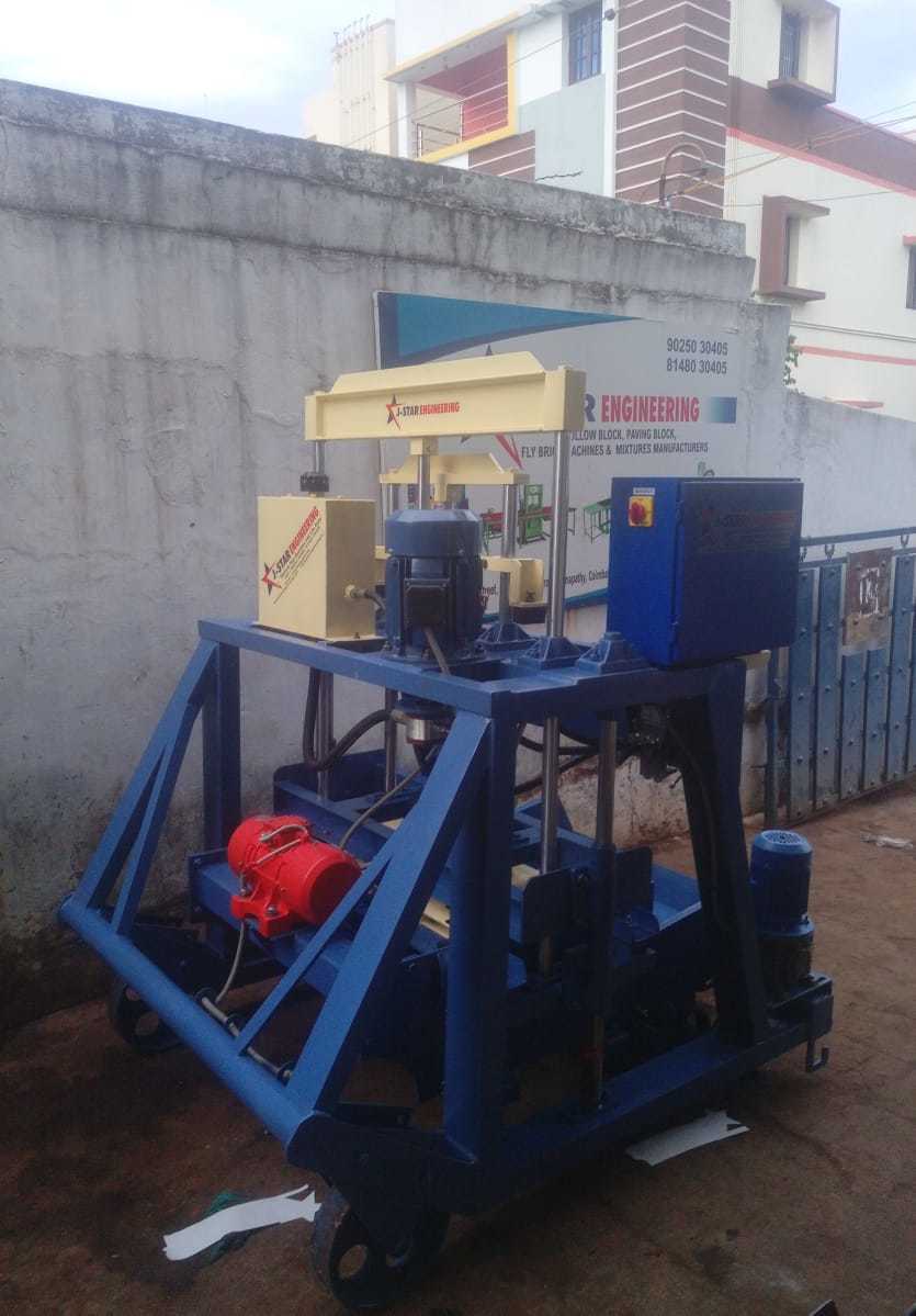 Semi Automatic Hollow Block Making Machine - Mild Steel Material, 220-440 Voltage, Blue And White Design | Low Weight, High Durability