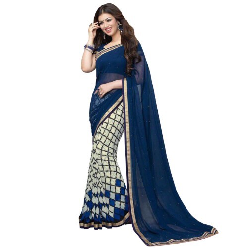 Fancy Saree - Georgette, 5.5 Mtr Length, 0.8 Mtr Blouse | Closure: Laces, Color: All, Pattern: Printed, Style: Other Indian