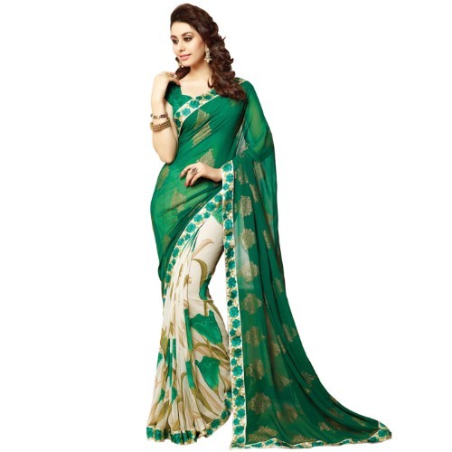Fancy Saree - Georgette, 5.5 Mtr Length, 0.8 Mtr Blouse | Closure: Laces, Color: All, Pattern: Printed, Style: Other Indian