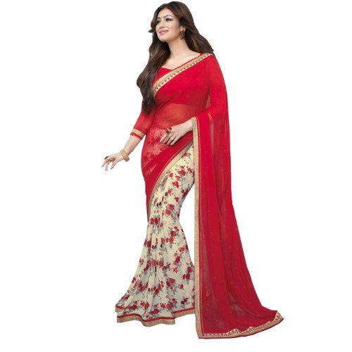 Fancy Saree - Georgette, 5.5 Mtr Length, 0.8 Mtr Blouse | Closure: Laces, Color: All, Pattern: Printed, Style: Other Indian