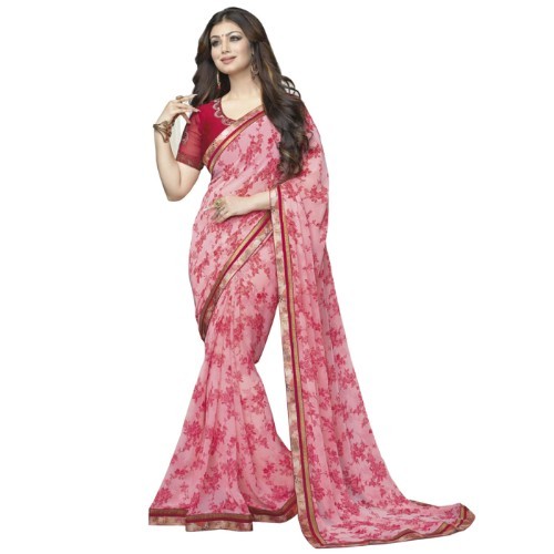 Georgette Sarees - Georgette Fabric, Length 5.5 Mtr, Blouse Length 0.8 Mtr | Printed Pattern, Other Work Type, Versatile Style