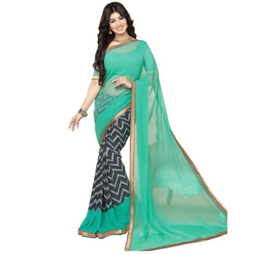 Georgette Sarees - Georgette Fabric, Length 5.5 Mtr, Blouse Length 0.8 Mtr | Printed Pattern, Other Work Type, Versatile Style