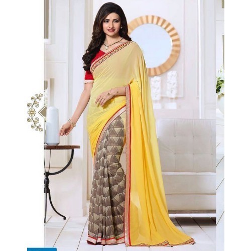 Printed Georgette Saree - 5.5 Mtr Length, 0.8 Mtr Blouse | All Colors Available, Patterned Print, Traditional Indian Style