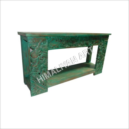 Wooden Table - 151x79x42cm | Decorative Green Color Design, Elegant Style