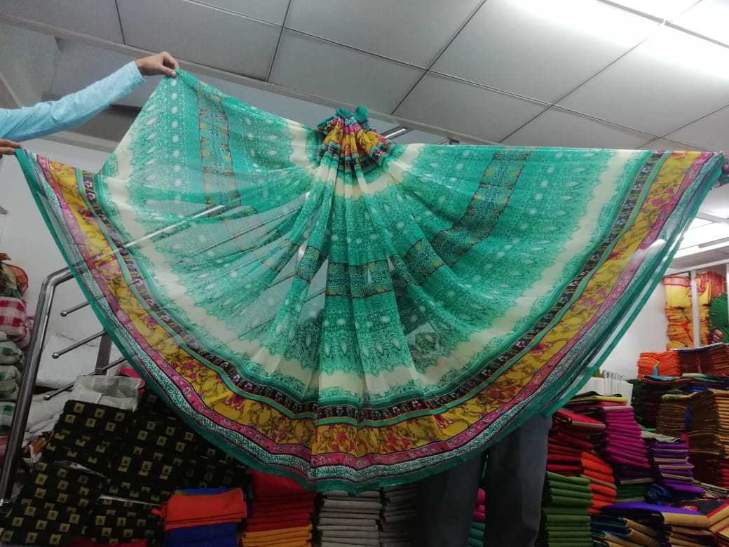 Fancy Georgette Printed Saree - Georgette Silk, Length: 5.5 Mtr, Blouse Length: 0.8 Mtr | Color: Orange, Yellow, Blue, Purple, Red, Seasons: Rainy, Spring, Summer, Winter, Style: Other Indian