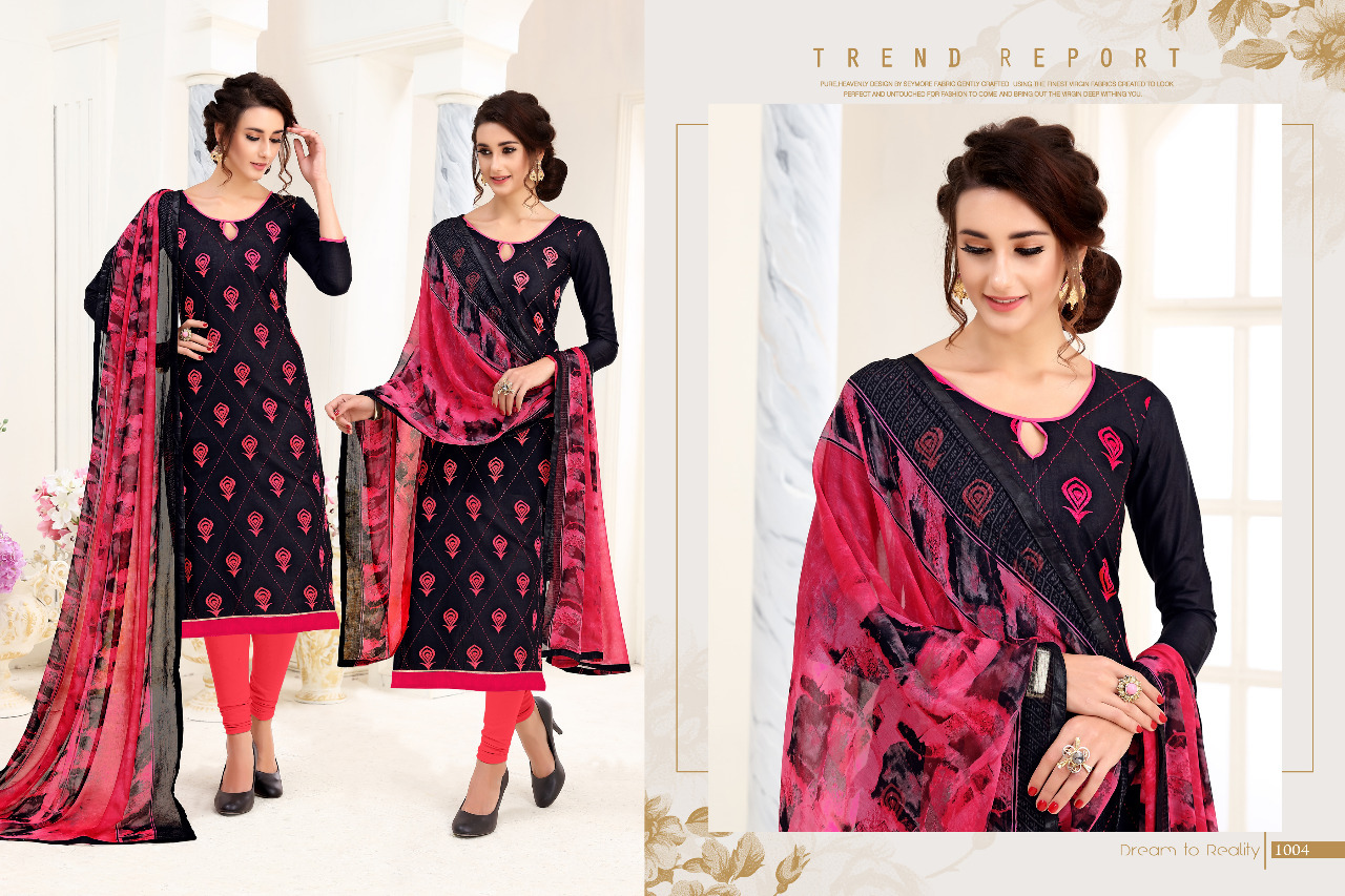 Cotton Slub Salwar Suit - 2.25 Mtr Top, 2.25 Mtr Indo Bottom, Silver Shiffon Dupatta | Mix Color, Printed Pattern, Short Sleeves, Custom Size, Ideal For Rainy Season
